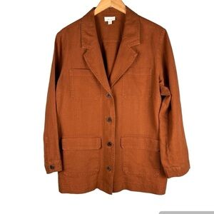J. Jill Love Linen Brown Rust 100% Linen Shacket Jacket Women's Size LP
